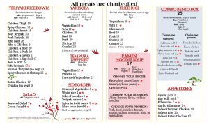 Tokyo Teriyaki's menu (Teriyaki)
